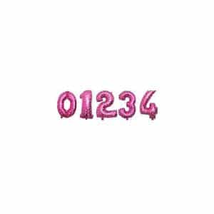 No 0-4 Pink Number Balloons Foil 16"